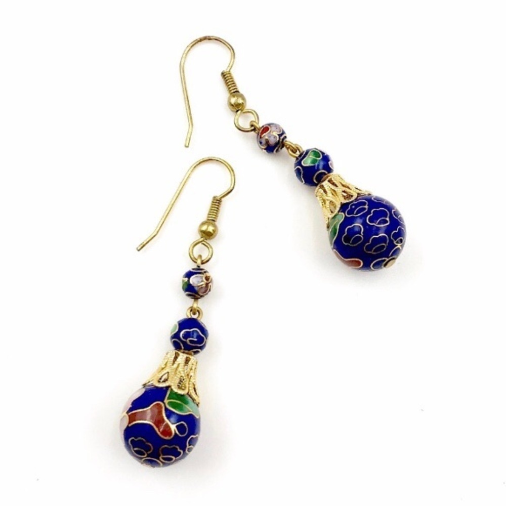 Blue & Gold Dangle Earrings​​​